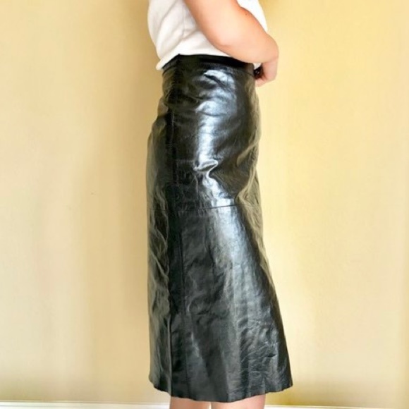 Vintage Dresses & Skirts - Vintage 90's Gap Leather Black Midi Skirt Vintage Dresses & Skirts - Vintage 90's Gap Leather Black Midi Skirt